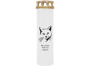 4059222040154 - Hs Candle - Grabkerze Grablicht - mit Motiv ( Katze Kopf ) - ca 100h   4 Tage Brenndauer je Kerze ( 25cm ø 7cm ) - viele versch Deisgns - Katze Kopf