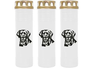 4059222040260 - Hs Candle - Grabkerze Grablicht - 3er Pack mit Motiv ( Hund Labrador ) - ca 100h   4 Tage Brenndauer je Kerze ( 25cm ø 7cm ) - viele versch Deisgns