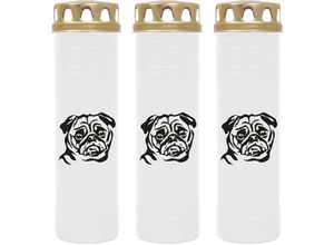 4059222040284 - Grabkerze Grablicht - 3er Pack mit Motiv ( Hund Boxer ) - ca 100h   4 Tage Brenndauer je Kerze ( 25cm ø 7cm ) - viele versch Deisgns - Hund Boxer