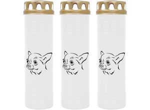 4059222040291 - Grabkerze Grablicht - 3er Pack mit Motiv ( Hund Chihuahua ) - ca 100h   4 Tage Brenndauer je Kerze ( 25cm ø 7cm ) - viele versch Deisgns - Hund