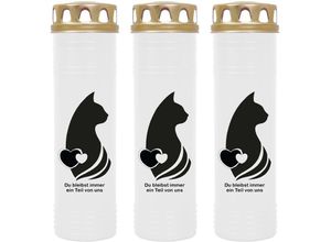 4059222040314 - Hs Candle - Grabkerze Grablicht - 3er Pack mit Motiv ( Katze ) - ca 100h   4 Tage Brenndauer je Kerze ( 25cm ø 7cm ) - viele versch Deisgns - Katze