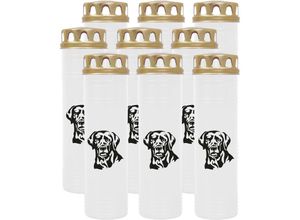 4059222040666 - Hs Candle - Grabkerze Grablicht - 9er Pack mit Motiv ( Hund Labrador ) - ca 100h   4 Tage Brenndauer je Kerze ( 25cm ø 7cm ) - viele versch Deisgns