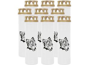 4059222040673 - Hs Candle - Grabkerze Grablicht - 9er Pack mit Motiv ( Hund Terrier ) - ca 100h   4 Tage Brenndauer je Kerze ( 25cm ø 7cm ) - viele versch Deisgns