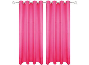 4059222041540 - Bestgoodies - Gardine mit Ösen 140x145 cm ( Breite x Länge ) in Pink blickdichter Vorhang Ösenvorhang in vielen Variationen - Pink