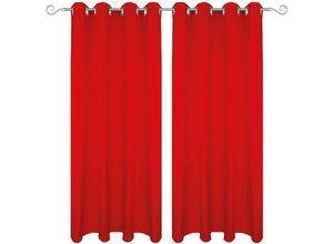 4059222041632 - Gardine mit Ösen 140x175 cm ( Breite x Länge ) in Rot blickdichter Vorhang Ösenvorhang in vielen Variationen - Rot