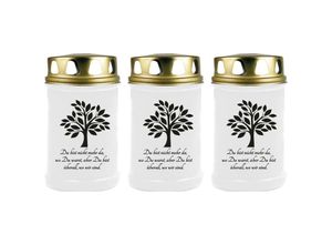 4059222042462 - Hs Candle - Grabkerze Grablicht - 3er Pack - ( Baum Schwarz ) - ca 48h   2 Tage Brenndauer je Kerze ( 145cm ø 7cm ) - versch Designs - Baum (