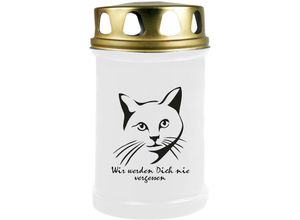 4059222042714 - Hs Candle - Grabkerze Grablicht ( Katze Kopf ) - ca 48h   2 Tage Brenndauer je Kerze ( 145cm ø 7cm ) - viele versch Designs - Katze Kopf