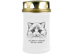 4059222042721 - Hs Candle - Grabkerze Grablicht ( Katze Kopf 1 ) - ca 48h   2 Tage Brenndauer je Kerze ( 145cm ø 7cm ) - viele versch Designs - Katze Kopf 1