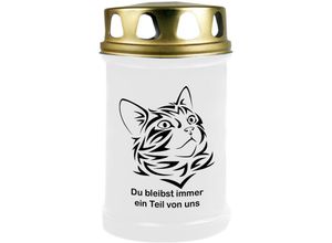 4059222042738 - Hs Candle - Grabkerze Grablicht ( Katze Kopf 2 ) - ca 48h   2 Tage Brenndauer je Kerze ( 145cm ø 7cm ) - viele versch Designs - Katze Kopf 2