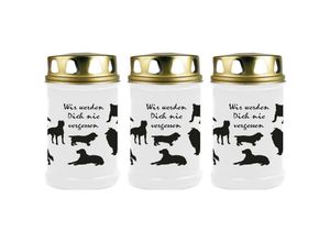 4059222042806 - Hs Candle - Grabkerze Grablicht - 3er Pack - ( Hunde ) - ca 48h   2 Tage Brenndauer je Kerze ( 145cm ø 7cm ) - viele versch Designs - Hunde