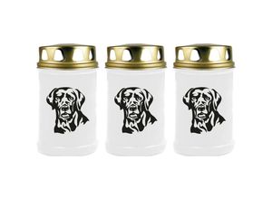 4059222042820 - Hs Candle - Grabkerze Grablicht - 3er Pack - ( Hund Labrador ) - ca 48h   2 Tage Brenndauer je Kerze ( 145cm ø 7cm ) - viele versch Designs - Hund