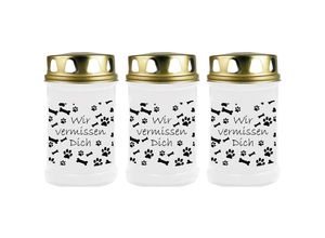 4059222042882 - Hs Candle - Grabkerze Grablicht - 3er Pack - ( Hund Knochen ) - ca 48h   2 Tage Brenndauer je Kerze ( 145cm ø 7cm ) - viele versch Designs - Hund