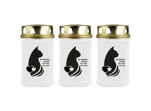 4059222042905 - Hs Candle - Grabkerze Grablicht - 3er Pack - ( Katze ) - ca 48h   2 Tage Brenndauer je Kerze ( 145cm ø 7cm ) - viele versch Designs - Katze