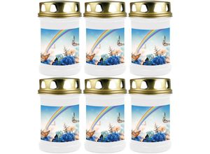 4059222042967 - Hs Candle - Grabkerze Grablicht - 6er Pack - ( Schmetterling Regenbogen ) - ca 48h   2 Tage Brenndauer je Kerze ( 145cm ø 7cm ) - versch Designs