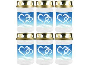 4059222042981 - Hs Candle - Grabkerze Grablicht - 6er Pack - ( Herz Wolke ) - ca 48h   2 Tage Brenndauer je Kerze ( 145cm ø 7cm ) - versch Designs - Herz Wolke