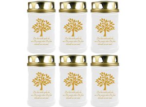 4059222043049 - Hs Candle - Grabkerze Grablicht - 6er Pack - ( Baum Gold ) - ca 48h   2 Tage Brenndauer je Kerze ( 145cm ø 7cm ) - versch Designs - Baum ( Gold )