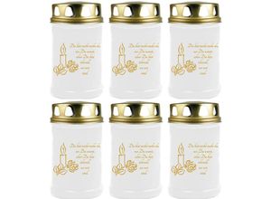 4059222043063 - Hs Candle - Grabkerze Grablicht - 6er Pack - ( Kerze Gold ) - ca 48h   2 Tage Brenndauer je Kerze ( 145cm ø 7cm ) - versch Designs - Kerze ( Gold )