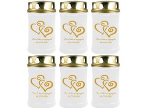 4059222043100 - Hs Candle - Grabkerze Grablicht - 6er Pack - ( 2 Herzen Gold ) - ca 48h   2 Tage Brenndauer je Kerze ( 145cm ø 7cm ) - versch Designs - 2 Herzen (