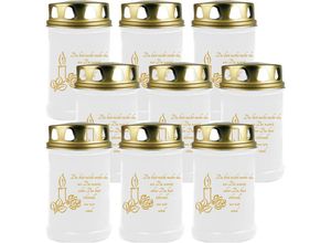 4059222043261 - Hs Candle - Grabkerze Grablicht - 9er Pack - ( Kerze Gold ) - ca 48h   2 Tage Brenndauer je Kerze ( 145cm ø 7cm ) - versch Designs - Kerze ( Gold )