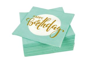 4059222043544 - Hochwertige Servietten ( 80er Pack ) 33x33 cm 3-lagig - Partyservietten mit Motiv Happy Birthday - für Party Geburtstag oder Feiern