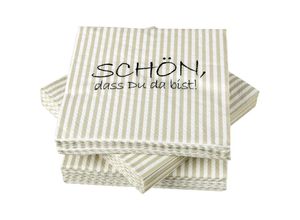 4059222043568 - Bestlivings - Servietten im praktischen 100er Pack ( 5x20 ) 33 x 33 cm 3-lagig 1 4 Falz - mit Motiv ( Schön das du da bist ) - FSC-Zertifizierte