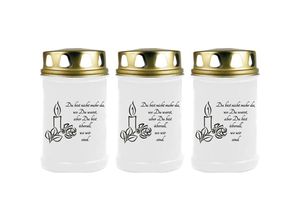 4059222043995 - Hs Candle - Grabkerze Grablicht - 3er Pack - ( Kerze Schwarz ) - ca 40h Brenndauer je Kerze ( 145cm ø 7cm ) - viele verschiedene Designs - Kerze (