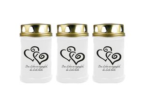 4059222044015 - Hs Candle - Grabkerze Grablicht - 3er Pack - ( 2 Herzen Schwarz ) - ca 40h Brenndauer je Kerze ( 145cm ø 7cm ) - viele verschiedene Designs - 2