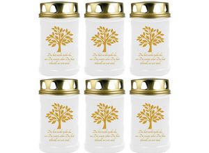 4059222044169 - Hs Candle - Grabkerze Grablicht - 6er Pack - ( Baum Gold ) - ca 40h Brenndauer je Kerze ( 145cm ø 7cm ) - viele verschiedene Designs - Baum ( Gold )