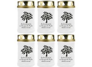 4059222044176 - Hs Candle - Grabkerze Grablicht - 6er Pack - ( Baum Schwarz ) - ca 40h Brenndauer je Kerze ( 145cm ø 7cm ) - viele verschiedene Designs - Baum (