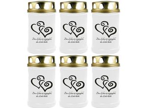 4059222044213 - Hs Candle - Grabkerze Grablicht - 6er Pack - ( 2 Herzen Schwarz ) - ca 40h Brenndauer je Kerze ( 145cm ø 7cm ) - viele verschiedene Designs - 2