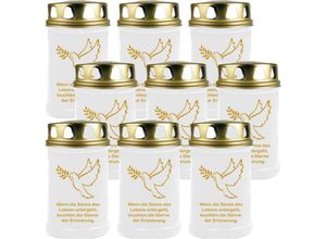 4059222044343 - Hs Candle - Grabkerze Grablicht - 9er Pack - ( Taube Gold ) - ca 40h Brenndauer je Kerze ( 145cm ø 7cm ) - viele verschiedene Designs - Taube (