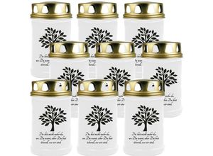 4059222044374 - Hs Candle - Grabkerze Grablicht - 9er Pack - ( Baum Schwarz ) - ca 40h Brenndauer je Kerze ( 145cm ø 7cm ) - viele verschiedene Designs - Baum (