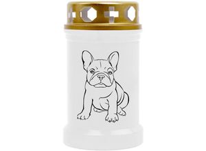 4059222044473 - Hs Candle - Grabkerze Grablicht mit Tier-Motiv ( Hund Bulldogge ) - ca 40h Brenndauer je Kerze ( 12cm ø 6cm ) - viele verschiedene Designs - Hund