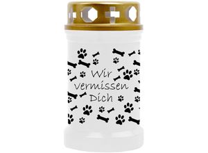 4059222044510 - Hs Candle - Grabkerze Grablicht mit Tier-Motiv ( Hund Knochen ) - ca 40h Brenndauer je Kerze ( 12cm ø 6cm ) - viele verschiedene Designs - Hund