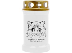 4059222044558 - Hs Candle - Grabkerze Grablicht mit Tier-Motiv ( Katze Kopf 1 ) - ca 40h Brenndauer je Kerze ( 12cm ø 6cm ) - viele verschiedene Designs - Katze