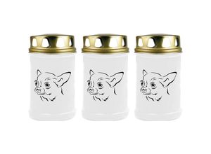 4059222044688 - Hs Candle - Grabkerze - 3er Pack - Grablicht mit Tier-Motiv ( Hund Chihuahua ) - ca 40h Brenndauer je Kerze ( 12cm ø 6cm ) - viele versch Designs