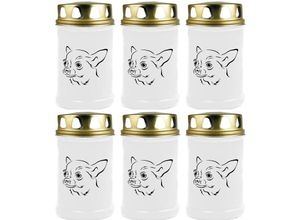 4059222044886 - Hs Candle - Grabkerze - 6er Pack - Grablicht mit Tier-Motiv ( Hund Chihuahua ) - ca 40h Brenndauer je Kerze ( 12cm ø 6cm ) - viele versch Designs