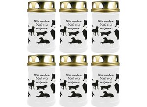 4059222044954 - Hs Candle - Grabkerze Grablicht - 6er Pack - ( Hunde ) - ca 48h   2 Tage Brenndauer je Kerze ( 145cm ø 7cm ) - viele versch Designs - Hunde