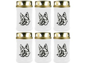 4059222044961 - Hs Candle - Grabkerze Grablicht - 6er Pack - ( Hund Schäferhund ) - ca 48h   2 Tage Brenndauer je Kerze ( 145cm ø 7cm ) - viele versch Designs