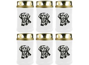 4059222044978 - Hs Candle - Grabkerze Grablicht - 6er Pack - ( Hund Labrador ) - ca 48h   2 Tage Brenndauer je Kerze ( 145cm ø 7cm ) - viele versch Designs - Hund