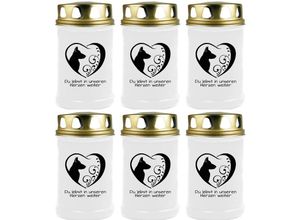 4059222045029 - Hs Candle - Grabkerze Grablicht - 6er Pack - ( Hund Herz ) - ca 48h   2 Tage Brenndauer je Kerze ( 145cm ø 7cm ) - viele versch Designs - Hund Herz