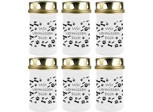 4059222045036 - Hs Candle - Grabkerze Grablicht - 6er Pack - ( Hund Knochen ) - ca 48h   2 Tage Brenndauer je Kerze ( 145cm ø 7cm ) - viele versch Designs - Hund