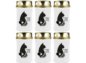 4059222045050 - Hs Candle - Grabkerze Grablicht - 6er Pack - ( Katze ) - ca 48h   2 Tage Brenndauer je Kerze ( 145cm ø 7cm ) - viele versch Designs - Katze