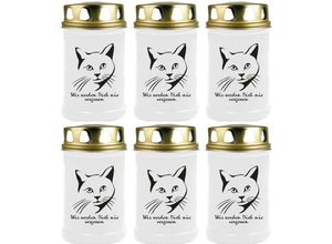 4059222045067 - Hs Candle - Grabkerze Grablicht - 6er Pack - ( Katze Kopf ) - ca 48h   2 Tage Brenndauer je Kerze ( 145cm ø 7cm ) - viele versch Designs - Katze