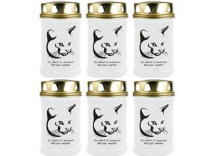 4059222045098 - Hs Candle - Grabkerze Grablicht - 6er Pack - ( Katze Kopf 3 ) - ca 48h   2 Tage Brenndauer je Kerze ( 145cm ø 7cm ) - viele versch Designs - Katze