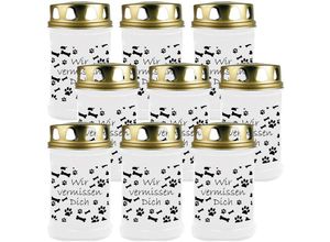 4059222045234 - Hs Candle - Grabkerze Grablicht - 9er Pack - ( Hund Knochen ) - ca 48h   2 Tage Brenndauer je Kerze ( 145cm ø 7cm ) - viele versch Designs - Hund