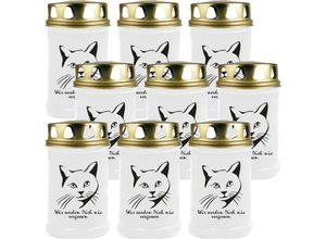 4059222045265 - Hs Candle - Grabkerze Grablicht - 9er Pack - ( Katze Kopf ) - ca 48h   2 Tage Brenndauer je Kerze ( 145cm ø 7cm ) - viele versch Designs - Katze