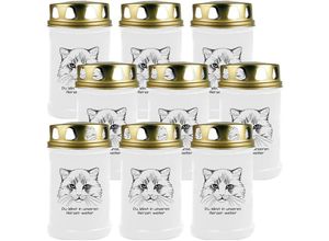 4059222045272 - Hs Candle - Grabkerze Grablicht - 9er Pack - ( Katze Kopf 1 ) - ca 48h   2 Tage Brenndauer je Kerze ( 145cm ø 7cm ) - viele versch Designs - Katze