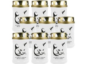 4059222045296 - Hs Candle - Grabkerze Grablicht - 9er Pack - ( Katze Kopf 3 ) - ca 48h   2 Tage Brenndauer je Kerze ( 145cm ø 7cm ) - viele versch Designs - Katze