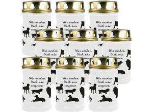 4059222045579 - Hs Candle - Grabkerze - 9er Pack - Grablicht mit Tier-Motiv ( Hunde ) - ca 40h Brenndauer je Kerze ( 12cm ø 6cm ) - viele versch Designs - Hunde